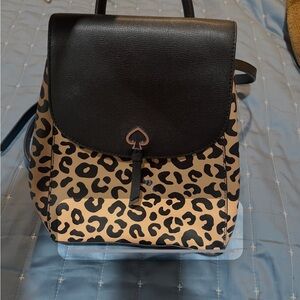 Kate Spade Leopard Print Backpack with Black Flap